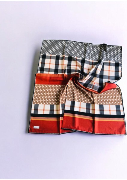 Alfa Twill Eşarp Renkli Çizgili Kareli Desen Ebat 95 x 95 modelleri