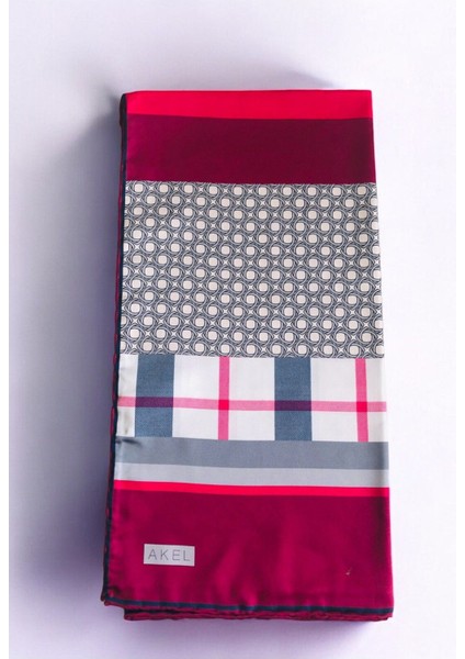 Alfa Twill Eşarp Renkli Çizgili Kareli Desen Ebat 95 x 95