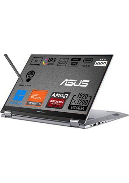 Vivobook S 14 Flip TN3402YA-LZ318W Ryzen 5 7430U 16GB 1tb SSD 14" Wuxga IPS (Dokunmatik Ekran) Windows 11 Home Bilgisayar + Asus Laptop Çanta