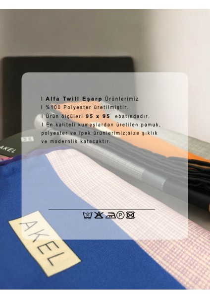 Alfa Twill Eşarp Pastel Desen Ebat 95 x 95