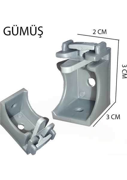 Dekoratif Ray Montaj Aparatı Kısa Ayak 3 Cm 6 Adet