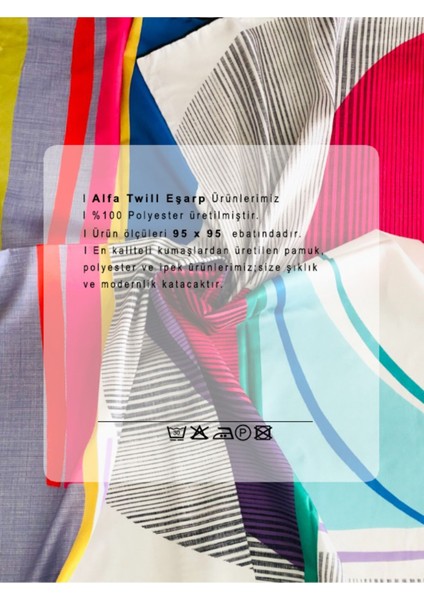 Alfa Twill Eşarp Çizgili Desen Ebat 95 x 95