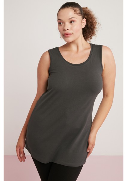 Natali Kadın Vücudu Tamamen Saran Kalın Askılı Kolsuz Uzun Büyük Beden Antrasit Büyük Beden Body modelleri