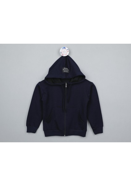 Unisex Çocuk Kapüşonlu Fermuarlı Okulluk Sweat