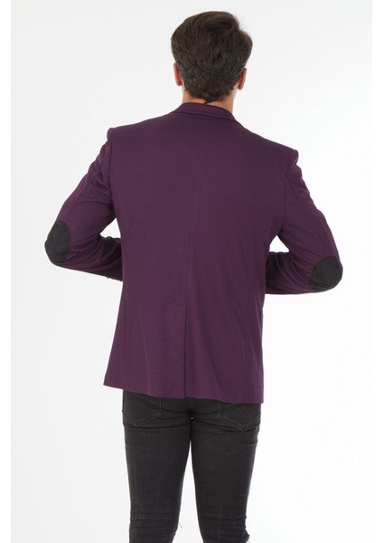 G-158 Dar Kalıp Örme Kumaş Füme Erkek Blazer Ceket