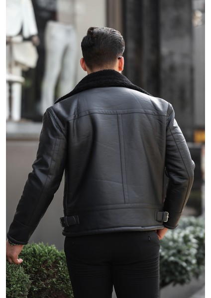 Erkek Napa Deri Çapraz Fermuarlı Içi Full Kürklü Yüksek Kalite Slim Fit Siyah Mont & Ceket indirimleri