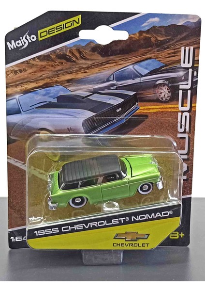 Desion 1:64 1955 Chevrolet Nomad ( Motor Kaputu Açılır Metal Ürün