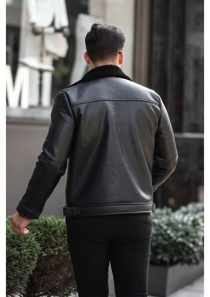 Erkek Napa Deri Içi Full Kürklü Yüksek Kalite Slim Fit Siyah Mont & Ceket fırsatları