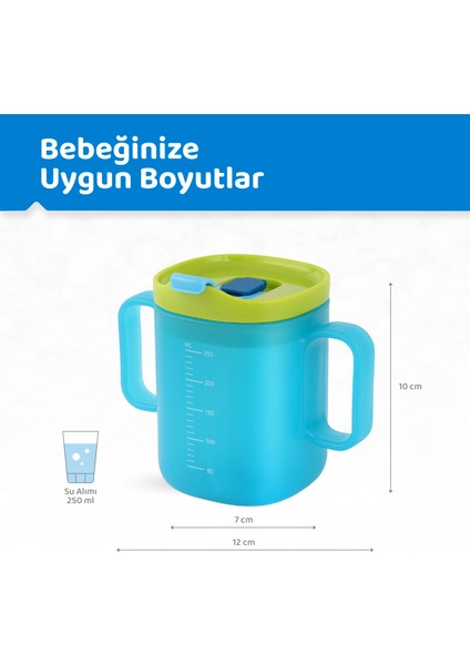 Çok Fonksiyonlu Bebek Suluk, Alıştırma Bardağı 250 ml (Mavi)