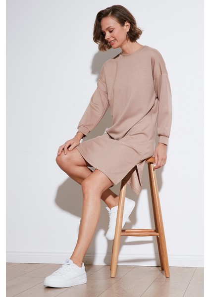 Modest Oysho Kumaş Relaxed Fit Yırtmaçlı Tunik Bayan Tunik 5865878