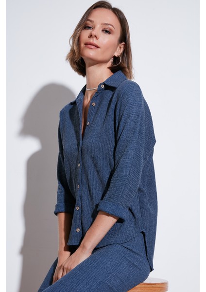 Streç Regular Fit Dokulu Gömlek Bayan Gömlek 5865975 fiyatları