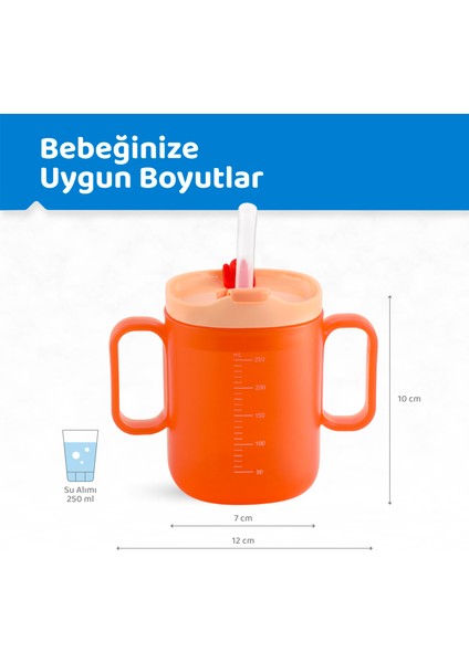 Çok Fonksiyonlu Bebek Suluk, Alıştırma Bardağı 250 ml (Turuncu)