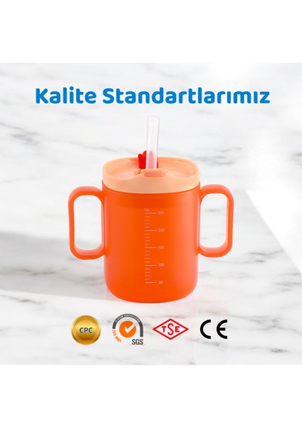 Çok Fonksiyonlu Bebek Suluk, Alıştırma Bardağı 250 ml (Turuncu)