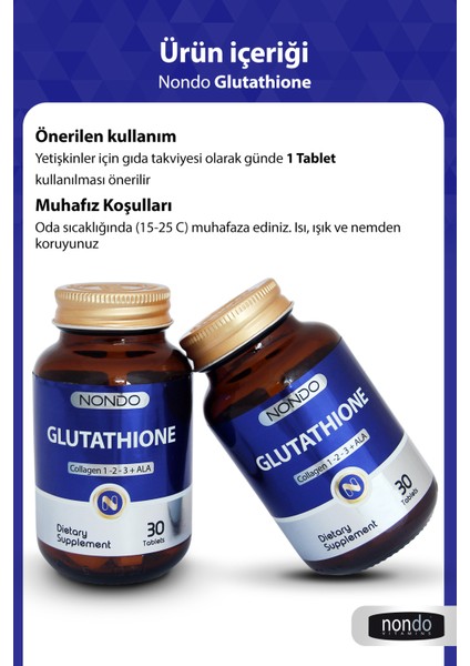 Glutatyon 30 Tablet Glutathione Kolajen 1-2-3 Alfa Lipoik Asit Bromelain Hyaluronik Asit