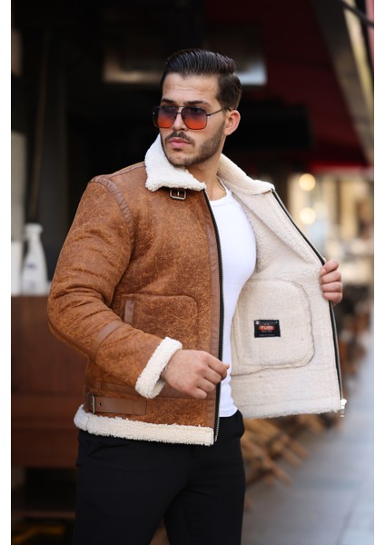 Erkek Napa Deri Içi Full Kürklü Yüksek Kalite Slim Fit Taba Mont & Ceket fiyatları