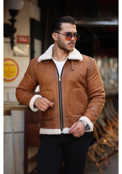 Erkek Napa Deri Içi Full Kürklü Yüksek Kalite Slim Fit Taba Mont & Ceket modelleri