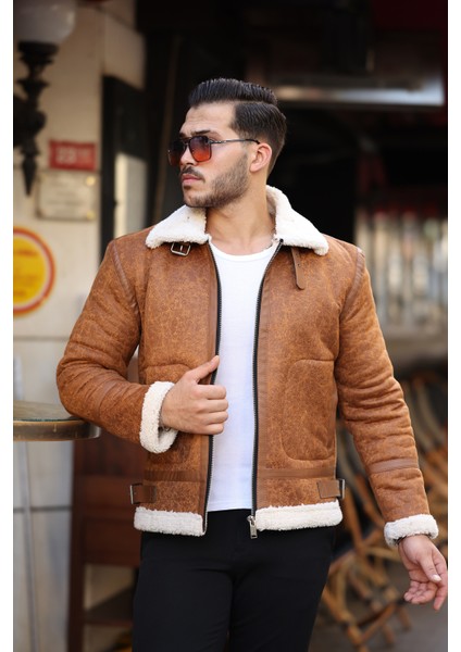 Erkek Napa Deri Içi Full Kürklü Yüksek Kalite Slim Fit Taba Mont & Ceket fırsatları