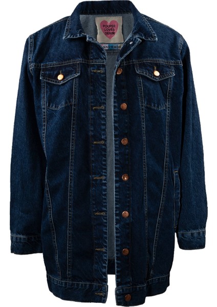 Lacivert Patchli Denim Ceket, Kadın Kot Ceket, Tasarım Denim Ceket fiyatları