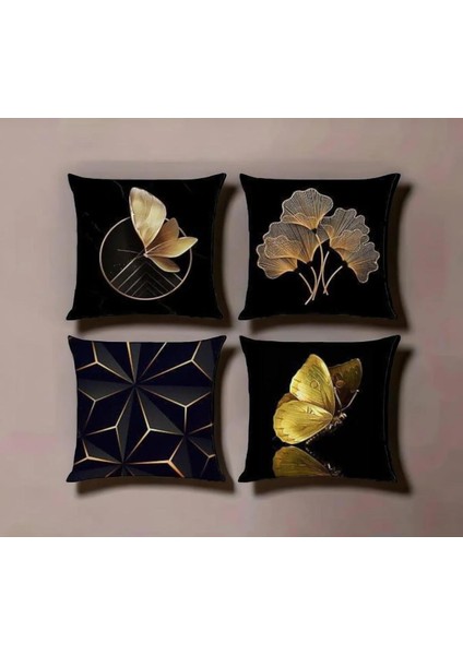 Modern Butterfly Desenli Çift Baskılı Kırlent Kılıfı
