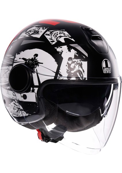 Agv Eteres  History Matt Black White Red MO136 Açık Kask