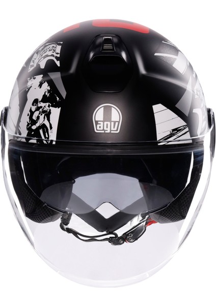 Agv Eteres  History Matt Black White Red MO136 Açık Kask