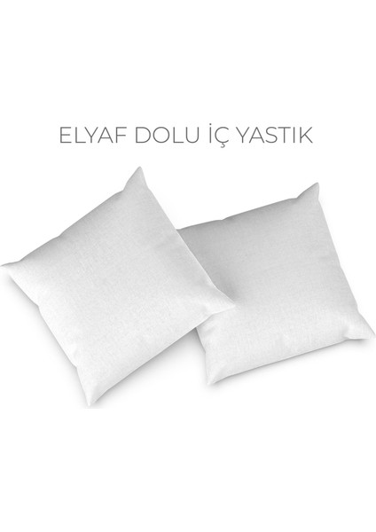 Yeşil Yaprak Tasarımlı 2'li Yastık Içi ve Kırlent Kılıfı 45CM 113437
