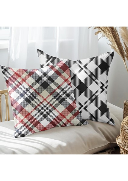 Ekose Tasarımlı 2'li Yastık Içi ve Kırlent Kılıfı 45CM 113417