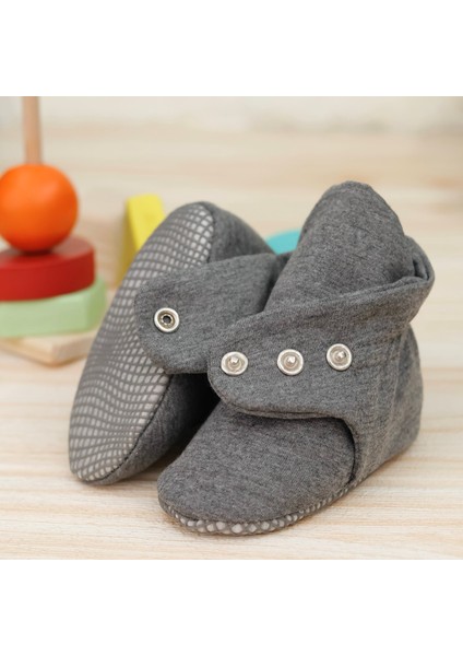 Organik Pamuk Bebek Pandufu, Kaydırmaz Taban, Yenidoğan Patiği, Ev Kreş Ayakkabısı, Koyu Gri fiyatları