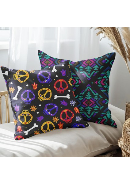 Kuru Kafa Tasarımlı 2'li Yastık Içi ve Kırlent Kılıfı 45CM 113575