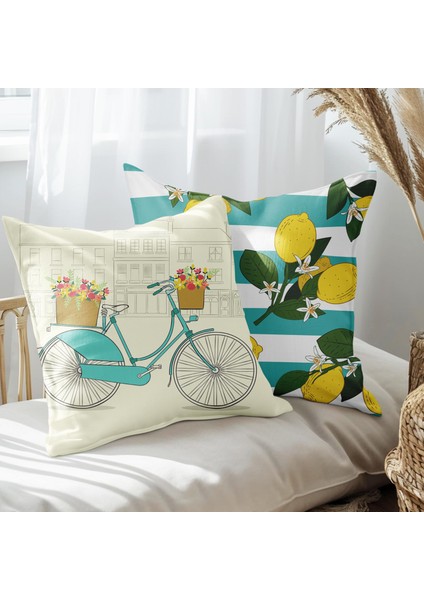 Limon Tasarımlı 2'li Yastık Içi ve Kırlent Kılıfı 45CM 113537