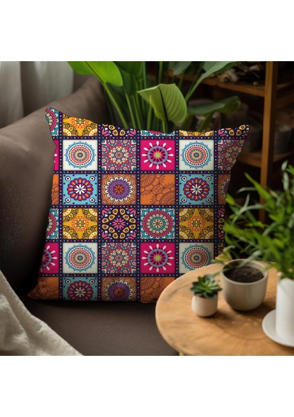 Geleneksel Mandala Tasarımlı 4'lü Yastık Içi ve Kırlent Kılıfı 45CM 113768 fırsatları