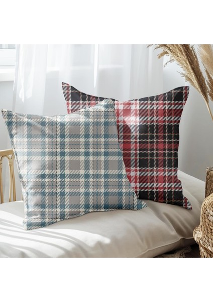 Ekose Tasarımlı 2'li Yastık Içi ve Kırlent Kılıfı 45CM 113511