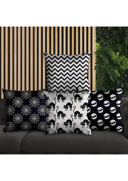 Çizgisel Tasarımlı 4'lü Yastık Içi ve Kırlent Kılıfı 45CM 113792