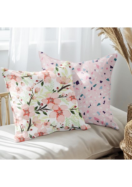 Çiçek Tasarımlı 2'li Yastık Içi ve Kırlent Kılıfı 45CM 113533