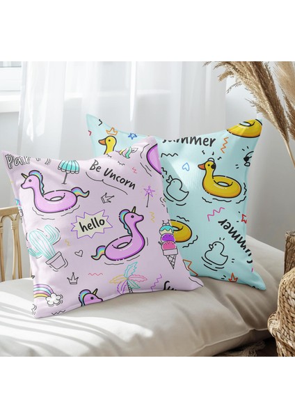 Modern Tasarımlı 2'li Yastık Içi ve Kırlent Kılıfı 45CM 113568