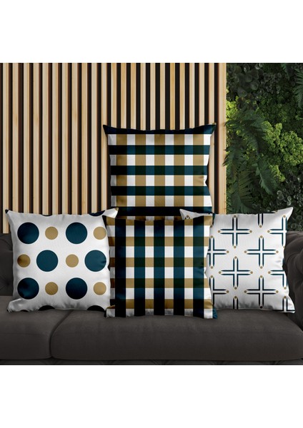 Ekose Tasarımlı 4'lü Yastık Içi ve Kırlent Kılıfı 45CM 113797