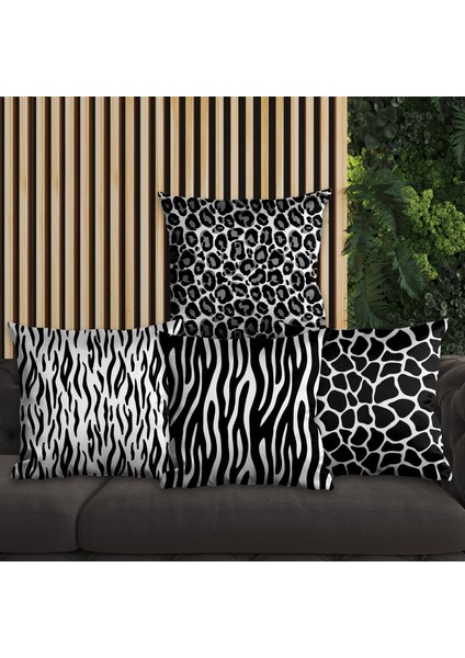 Zebra ve Leopar Desenli 4'lü Yastık Içi ve Kırlent Kılıfı 45CM 113852