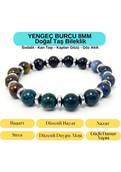 Sertifikalı Yengeç Burcu 8mm Doğal Taş Bileklik