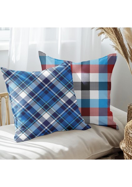 Ekose Tasarımlı 2'li Yastık Içi ve Kırlent Kılıfı 45CM 113409