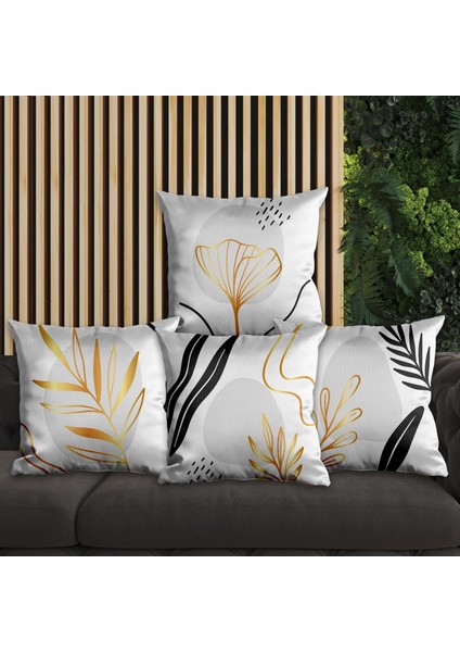 Çiçek Tasarımlı 4'lü Yastık Içi ve Kırlent Kılıfı 45CM 113772