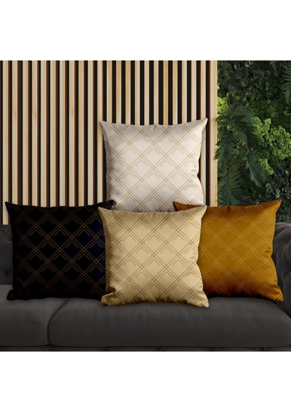 Ekose Tasarımlı 4'lü Yastık Içi ve Kırlent Kılıfı 45CM 113796