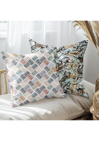 Modern Tasarımlı 2'li Yastık Içi ve Kırlent Kılıfı 45CM 113634