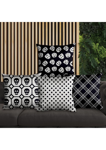 Çizgisel Tasarımlı 4'lü Yastık Içi ve Kırlent Kılıfı 45CM 113793