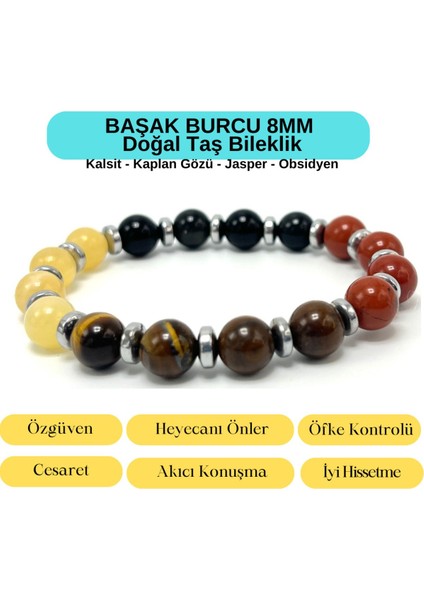 Sertifikalı Başak Burcu 8mm Doğal Taş Bileklik