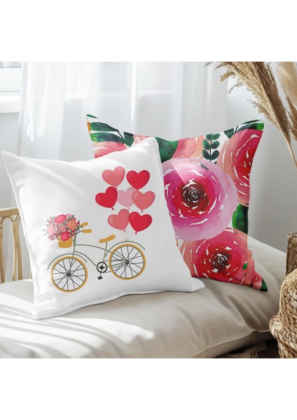 Yaz Aşkı Tasarımlı 2'li Yastık Içi ve Kırlent Kılıfı 45CM 113505