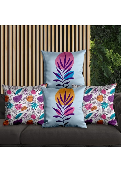 Renkli Yaprak Tasarımlı 4'lü Yastık Içi ve Kırlent Kılıfı 45CM 113712