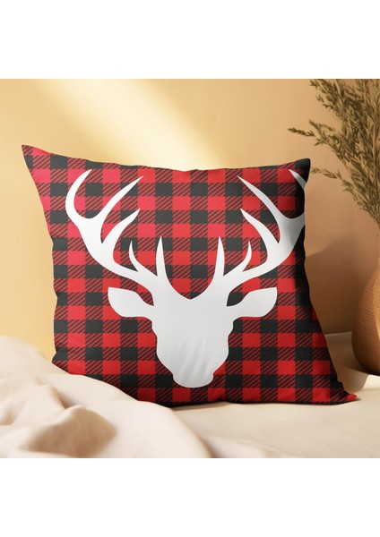 Yeni Yıla Özelekoseli Geyik Tasarımlı 2'li Yastık Içi ve Kırlent Kılıfı 45CM 113602 modelleri