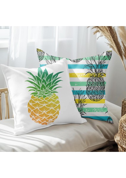 Ananas Tasarımlı 2'li Yastık Içi ve Kırlent Kılıfı 45CM 113420