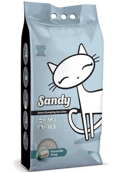 Marsilya Sabunlu Tozsuz Topaklanan Sodyum Bentonit Gri Kedi Kumu 10KGX2ADET