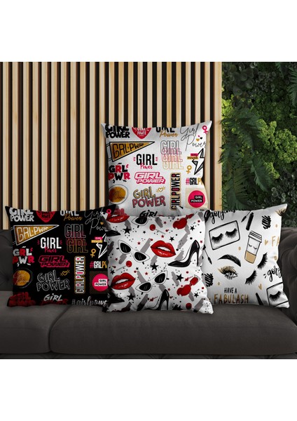 Girl Power Tasarımlı 4'lü Yastık Içi ve Kırlent Kılıfı 45CM 113846